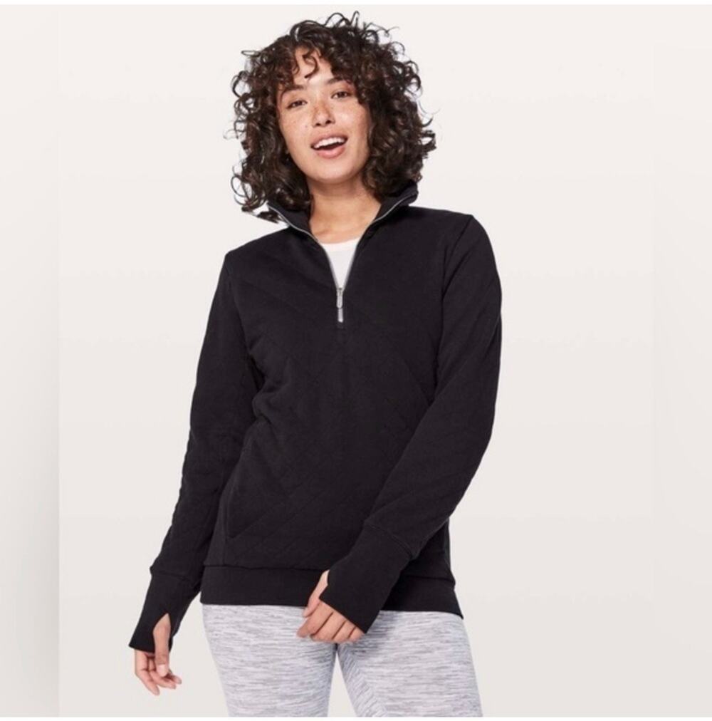 Lululemon Sweatshirt Womens 2 Forever Warm Pullover Black Sporty Travel Yoga Gym